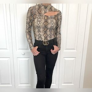 Superdown Snake Print Cut Out Top